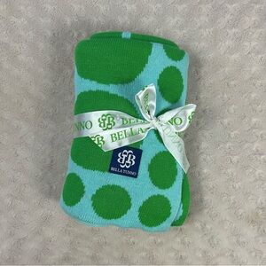 Bella Tunno Green Blue Polka Dots Baby Stroller Blanket Sweater Knit Circles